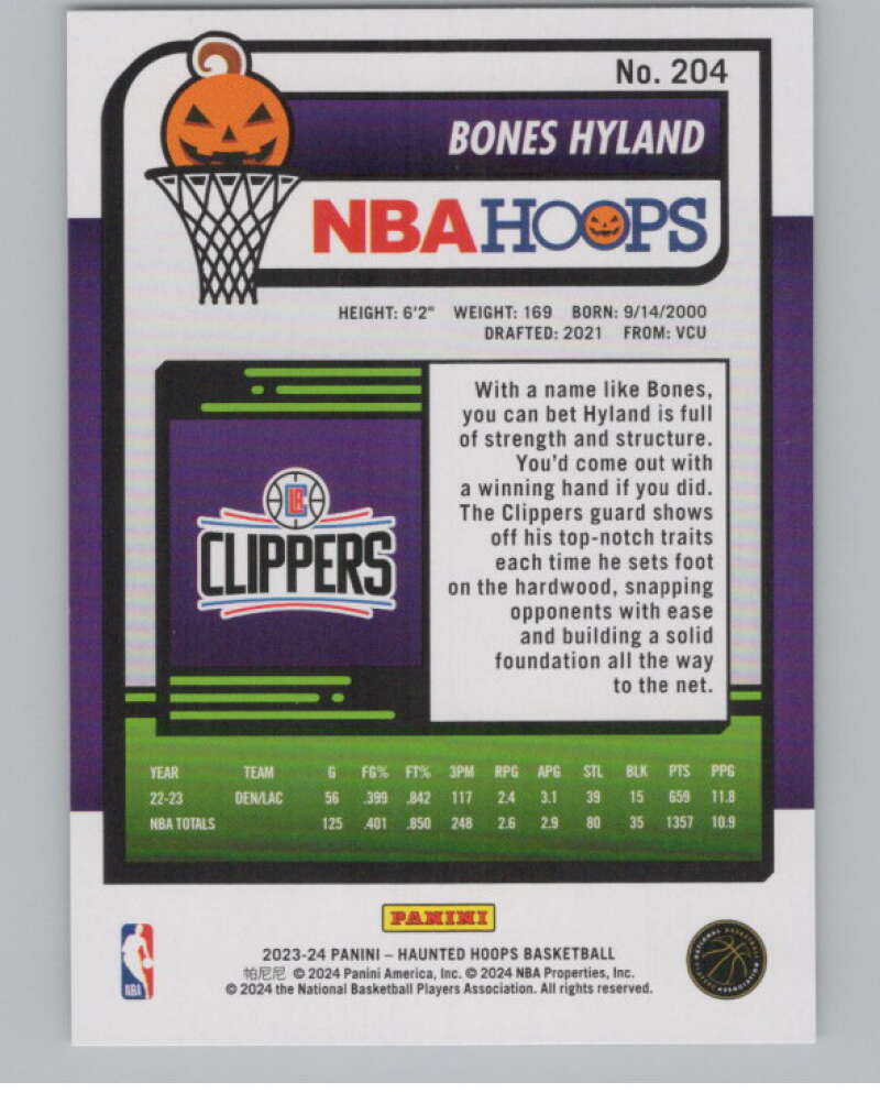 2023-24 Panini Haunted Hoops #204 Bones Hyland V98516 Image 2