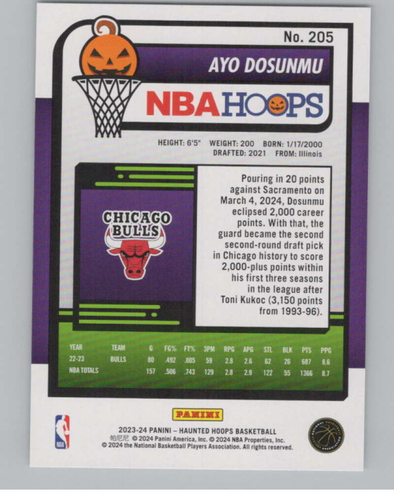 2023-24 Panini Haunted Hoops #205 Ayo Dosunmu V98517 Image 2