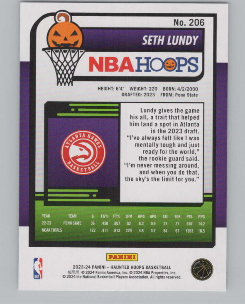 2023-24 Panini Haunted Hoops #206 Seth Lundy RC V98518 Image 2