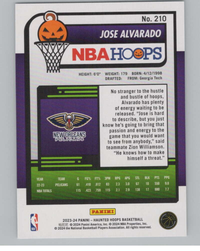 2023-24 Panini Haunted Hoops #210 Jose Alvarado V98522 Image 2