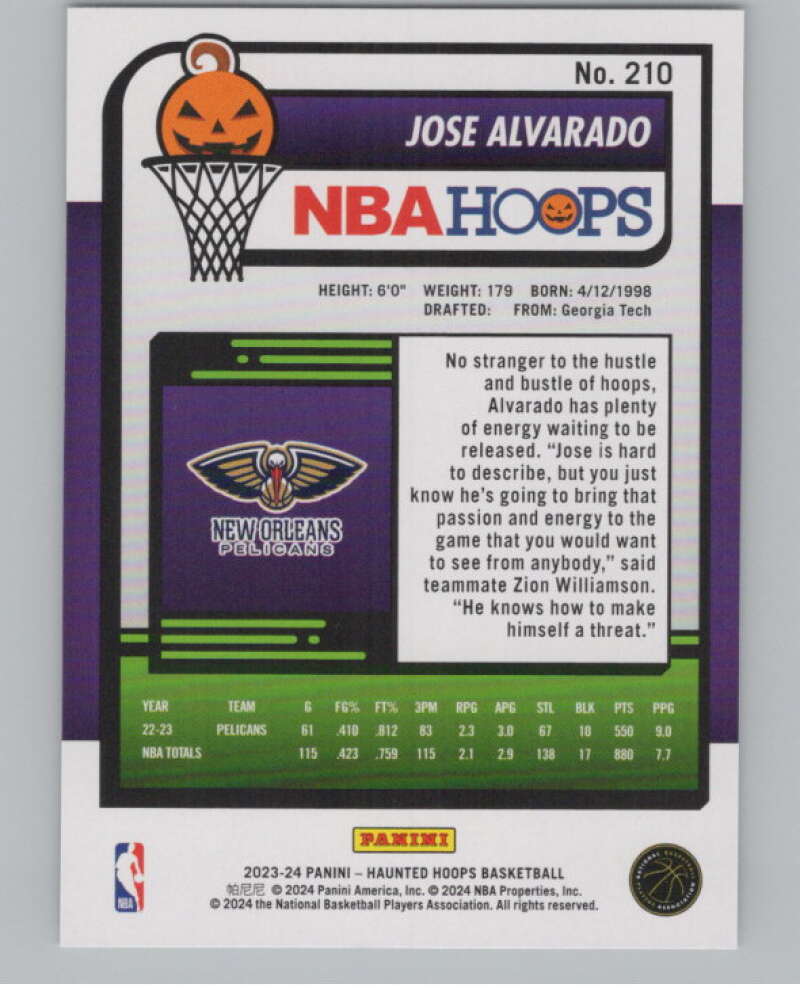 2023-24 Panini Haunted Hoops #210 Jose Alvarado V98523 Image 2