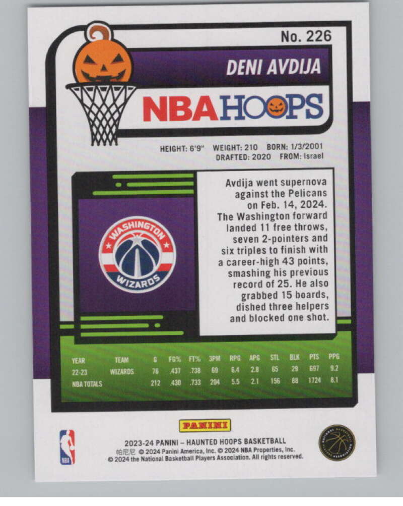 2023-24 Panini Haunted Hoops #226 Deni Avdija V98532 Image 2