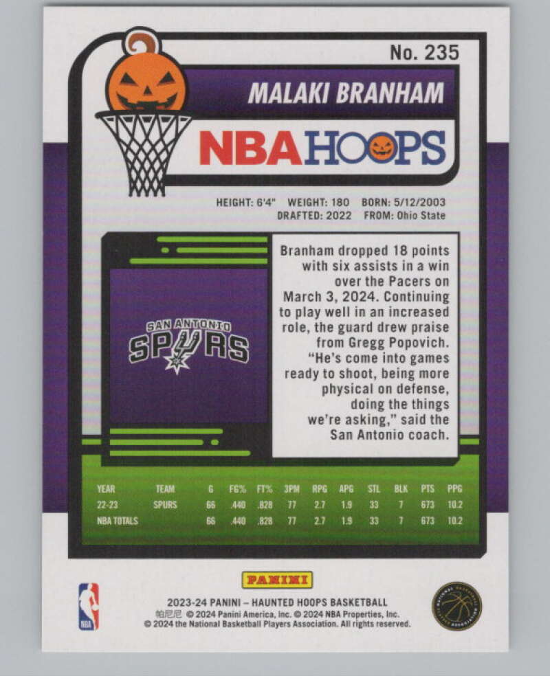 2023-24 Panini Haunted Hoops #235 Malaki Branham V98536 Image 2