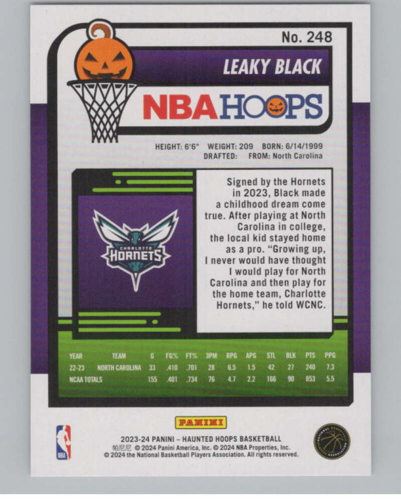 2023-24 Panini Haunted Hoops #248 Leaky Black RC V98541 Image 2