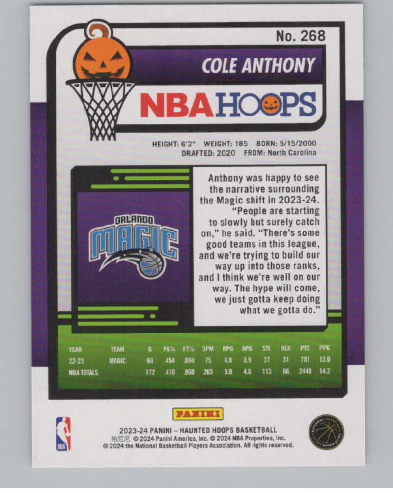 2023-24 Panini Haunted Hoops #268 Cole Anthony V98552 Image 2