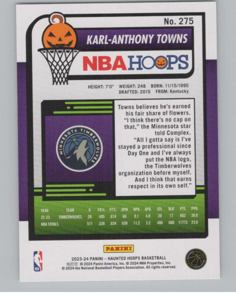 2023-24 Panini Haunted Hoops #275 Karl-Anthony Towns V98560 Image 2