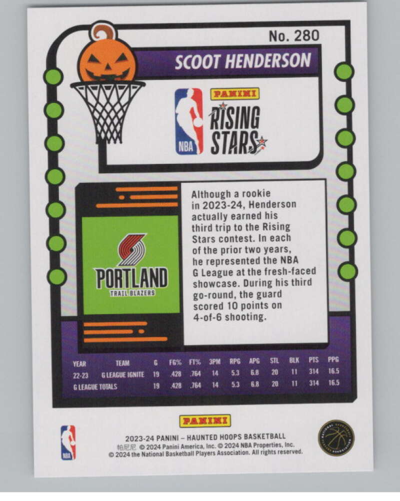 2023-24 Panini Haunted Hoops #280 Scoot Henderson RS V98563 Image 2