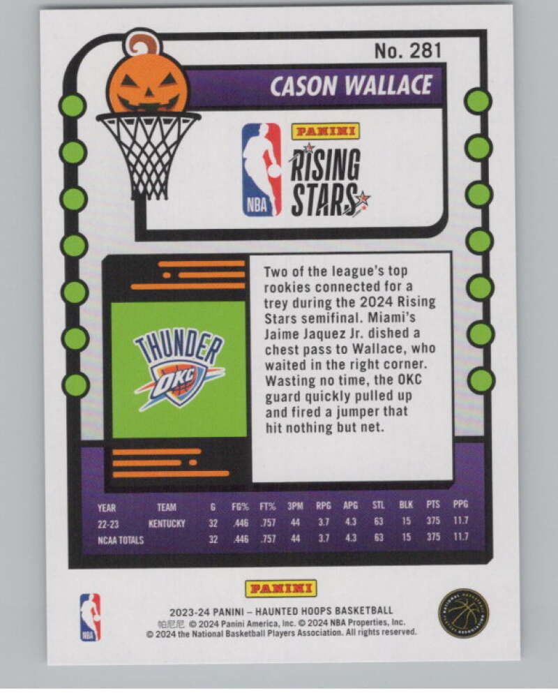 2023-24 Panini Haunted Hoops #281 Cason Wallace RS V98565 Image 2