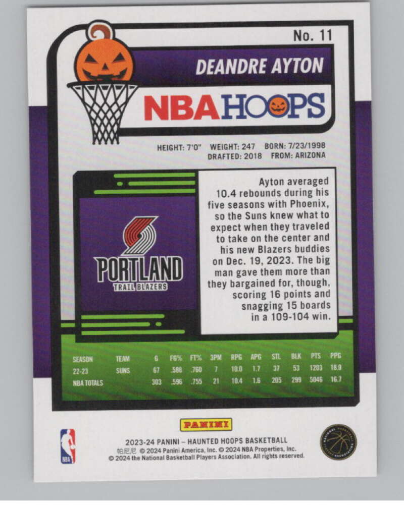 2023-24 Panini Haunted Hoops Orange #11 Deandre Ayton V98577 Image 2