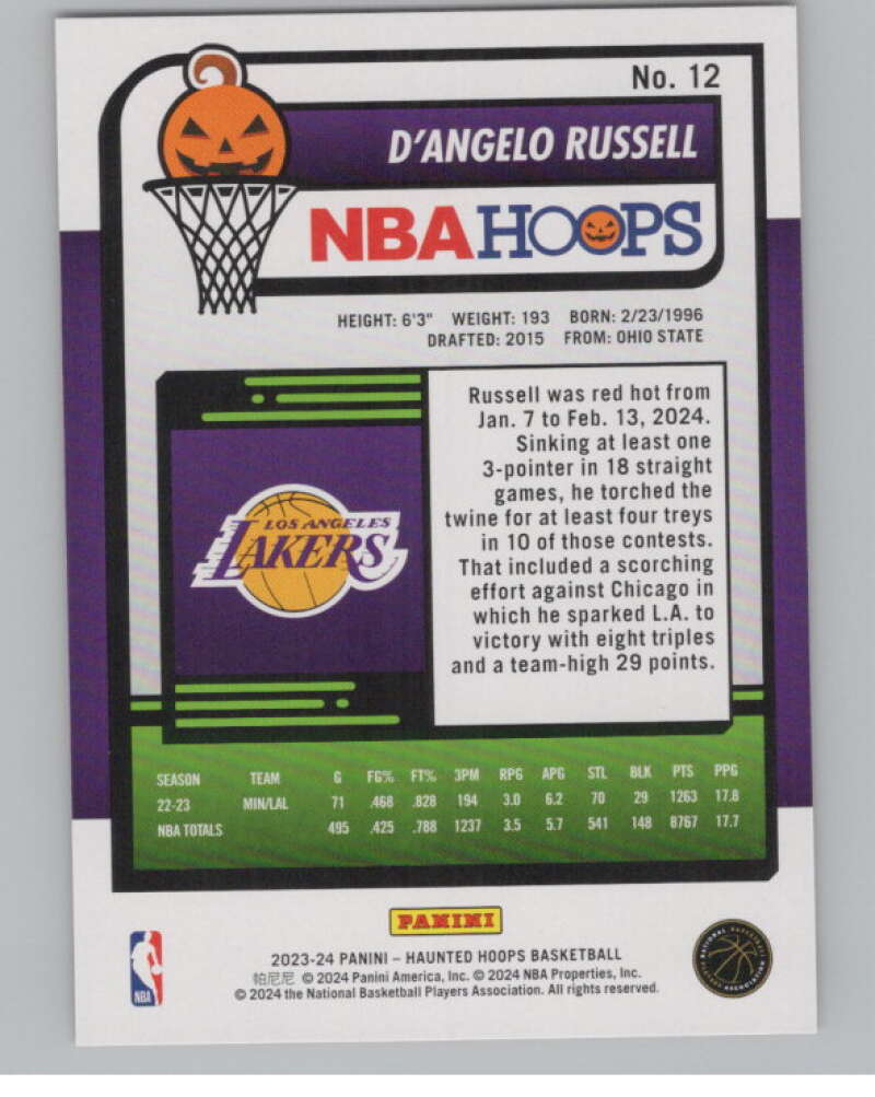 2023-24 Panini Haunted Hoops Orange #12 D'Angelo Russell V98578 Image 2