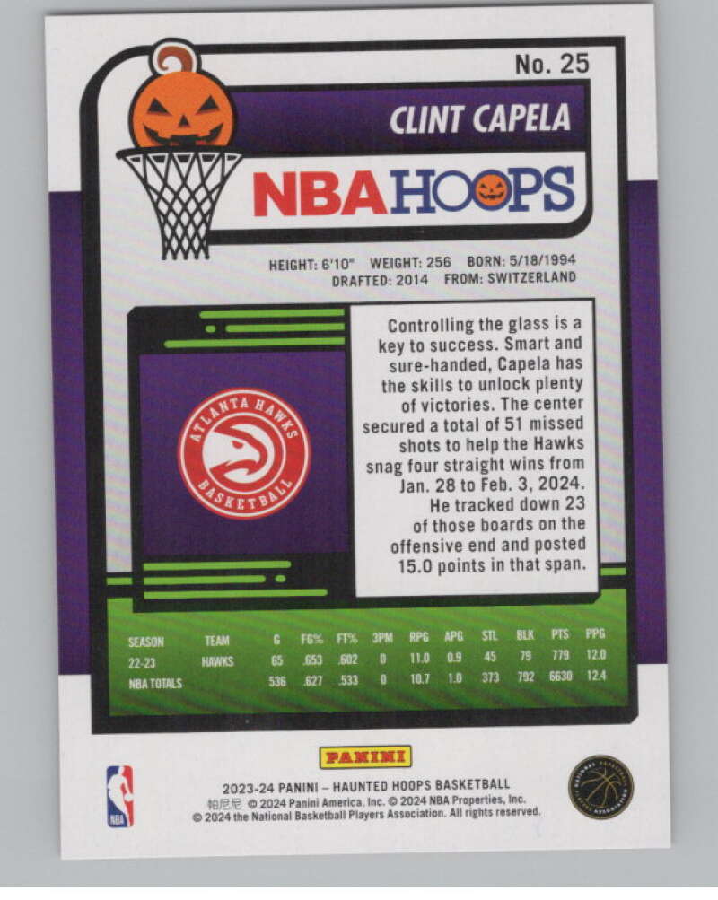 2023-24 Panini Haunted Hoops Orange #25 Clint Capela V98579 Image 2