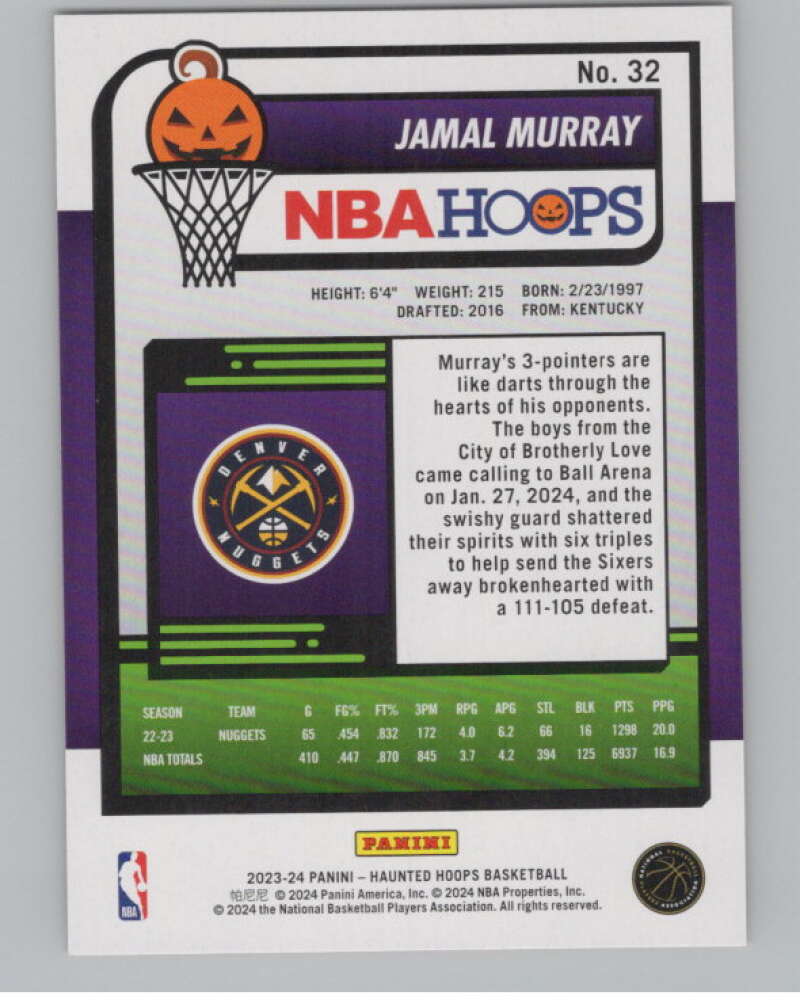 2023-24 Panini Haunted Hoops Orange #32 Jamal Murray V98580 Image 2