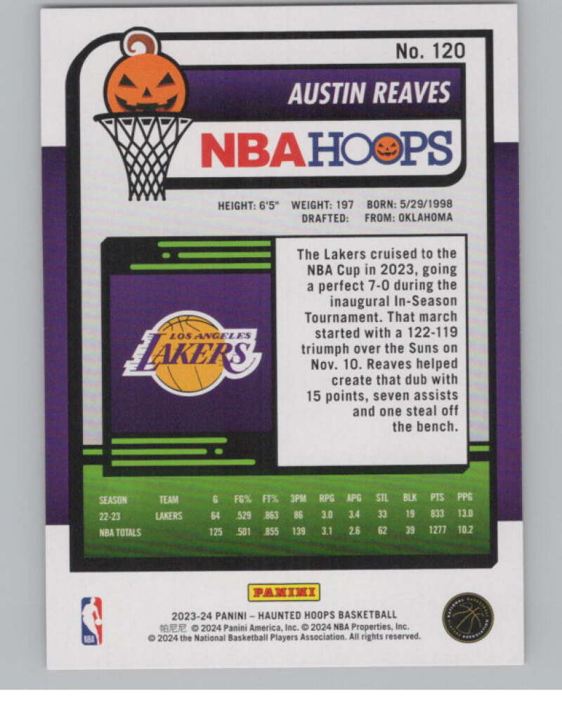 2023-24 Panini Haunted Hoops Orange #120 Austin Reaves V98602 Image 2