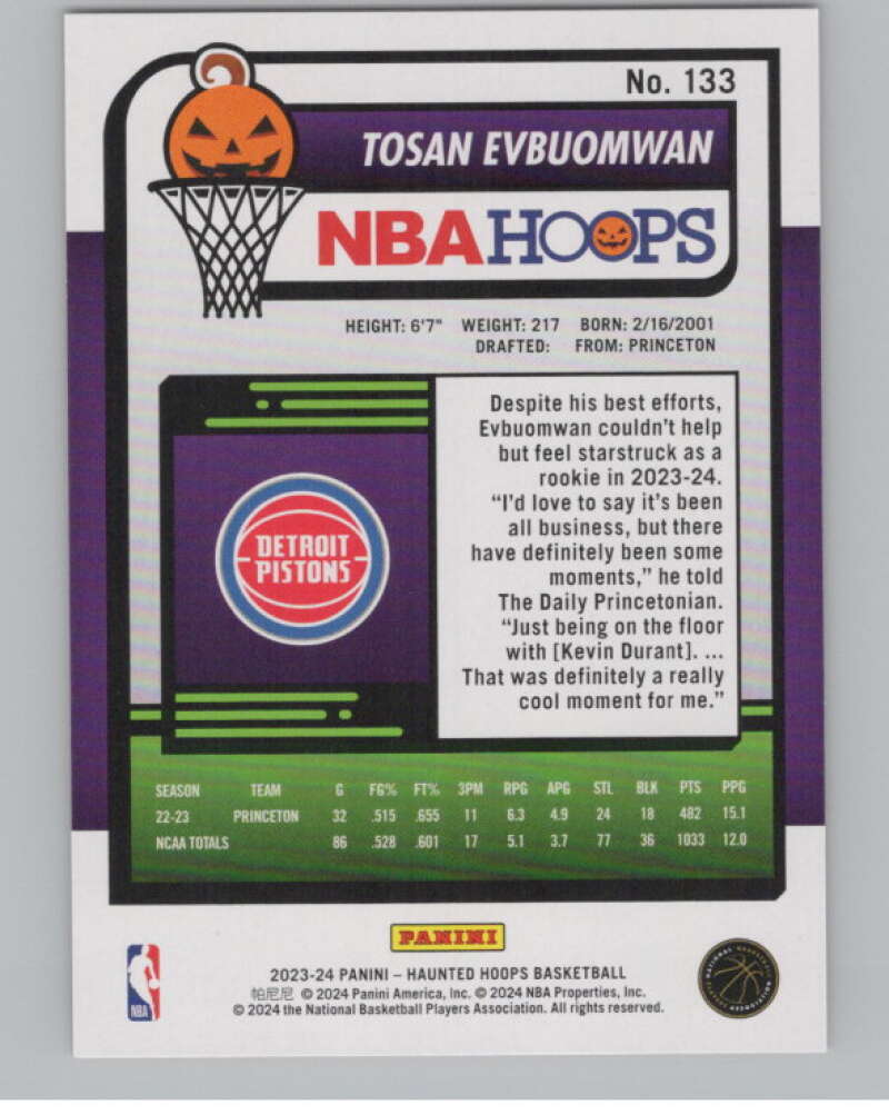 2023-24 Panini Haunted Hoops Orange #133 Tosan Evbuomwan V98608 Image 2