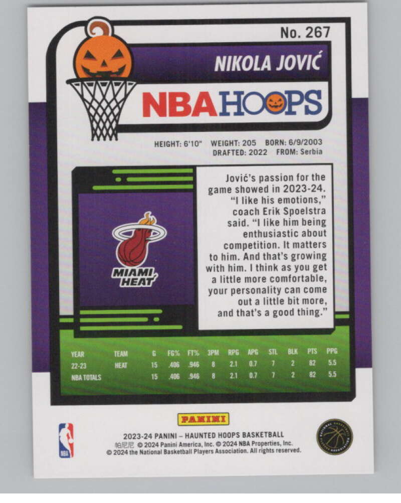 2023-24 Panini Haunted Hoops Orange #267 Nikola Jovic V98627 Image 2