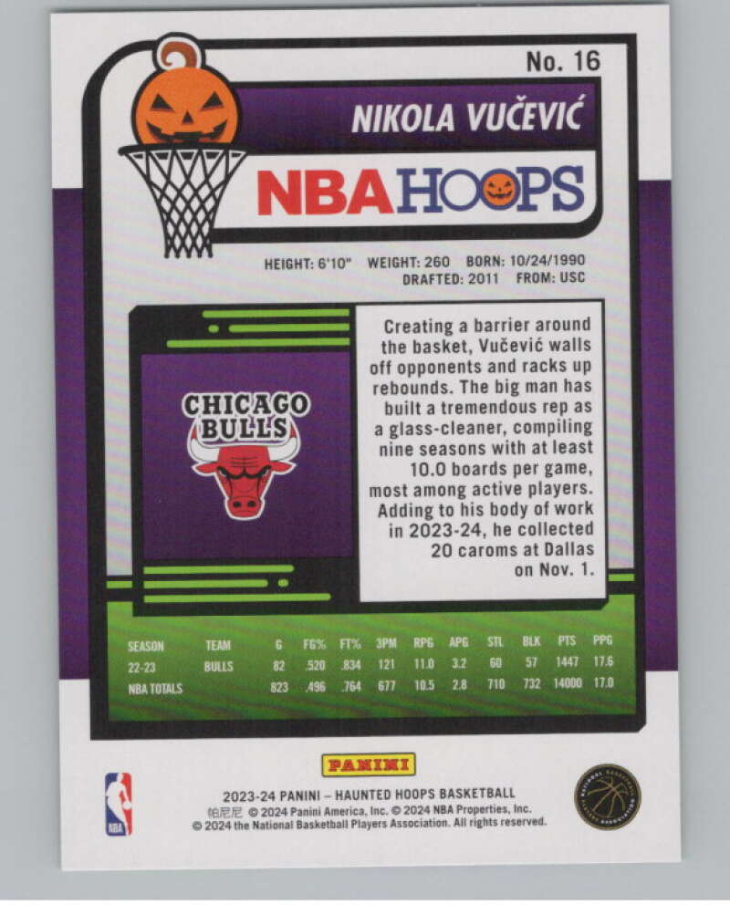 2023-24 Hoops Haunted Hoops Slime #16 Nikola Vucevic V98634 Image 2