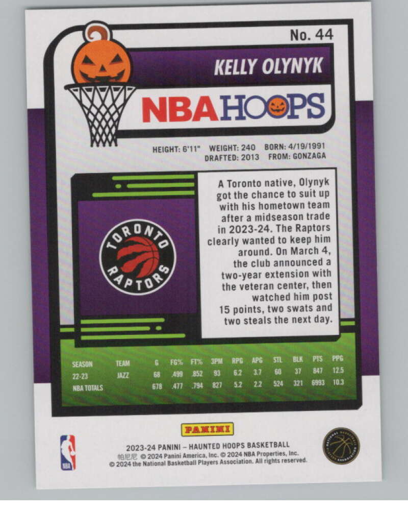2023-24 Hoops Haunted Hoops Slime #44 Kelly Olynyk V98638 Image 2