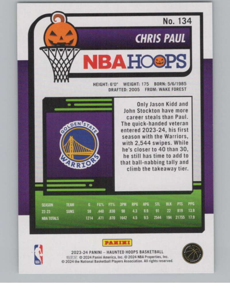 2023-24 Hoops Haunted Hoops Slime #134 Chris Paul V98644 Image 2