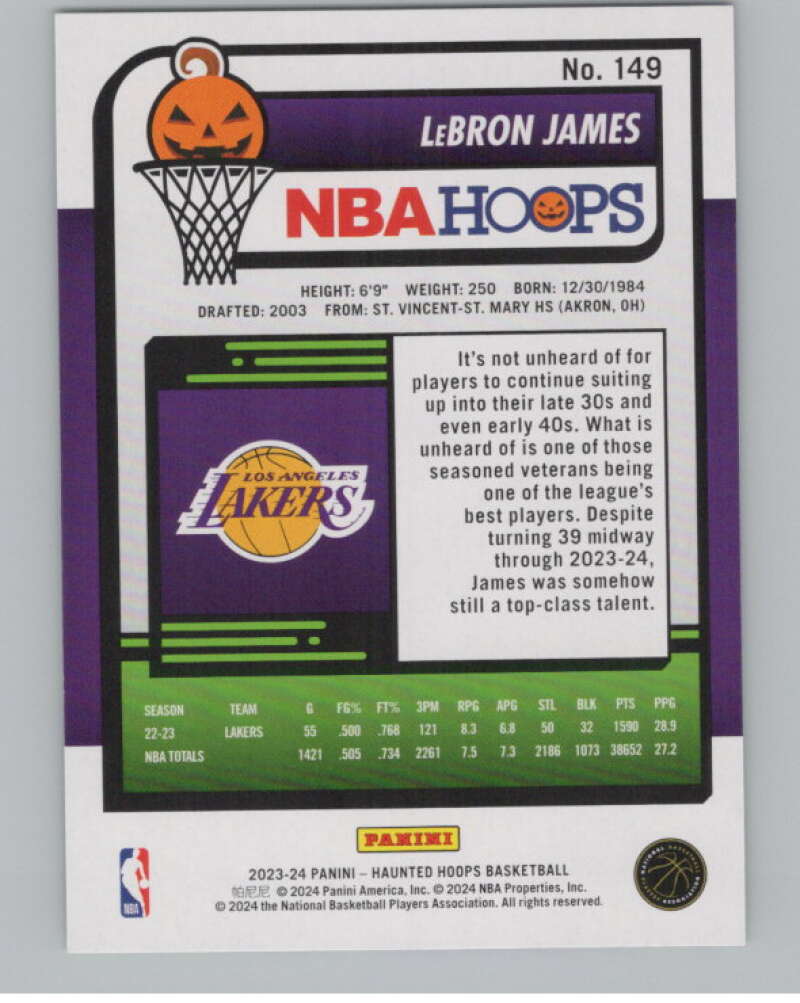 2023-24 Hoops Haunted Hoops Slime #149 LeBron James V98647 Image 2