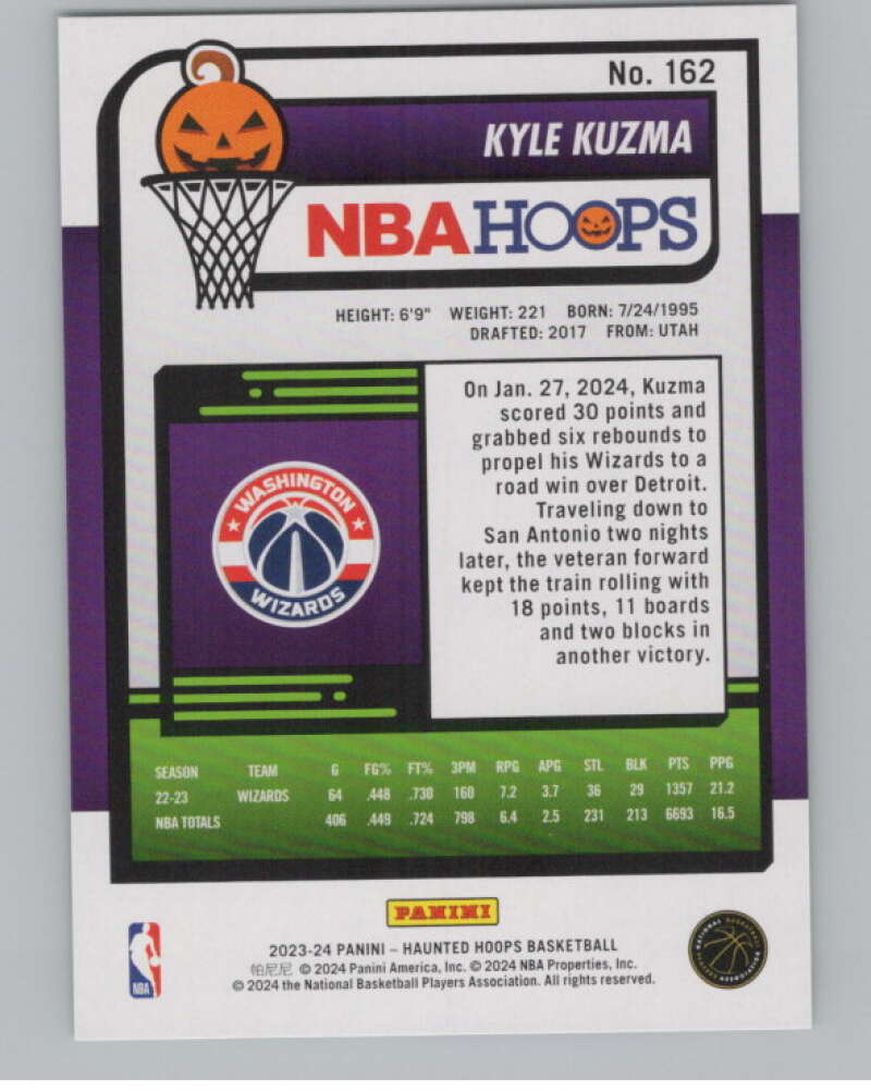 2023-24 Hoops Haunted Hoops Slime #162 Kyle Kuzma V98648 Image 2