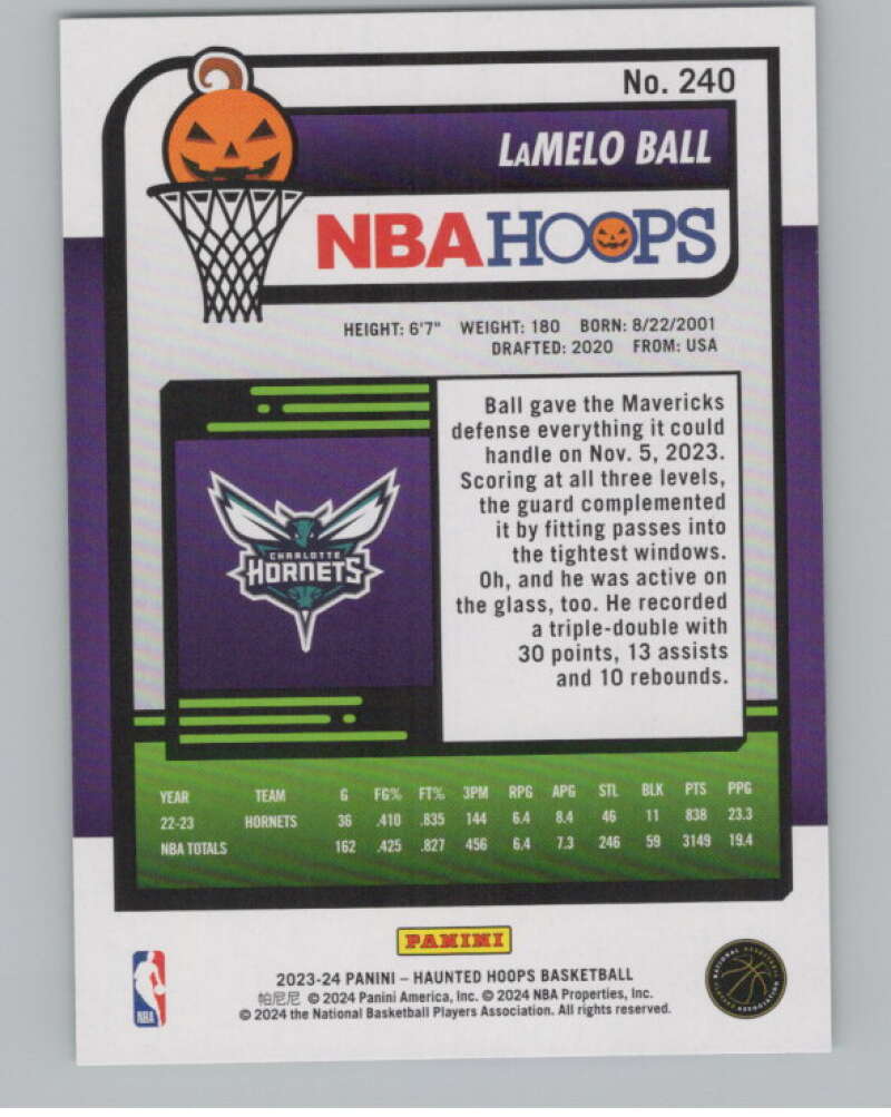 2023-24 Hoops Haunted Hoops Slime #240 LaMelo Ball V98654 Image 2
