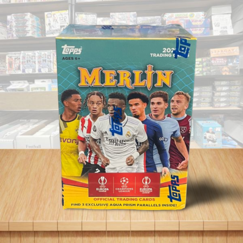 2022-23 Topps Merlin UEFA Soccer Factory Sealed Box - 8 Packs Image 1