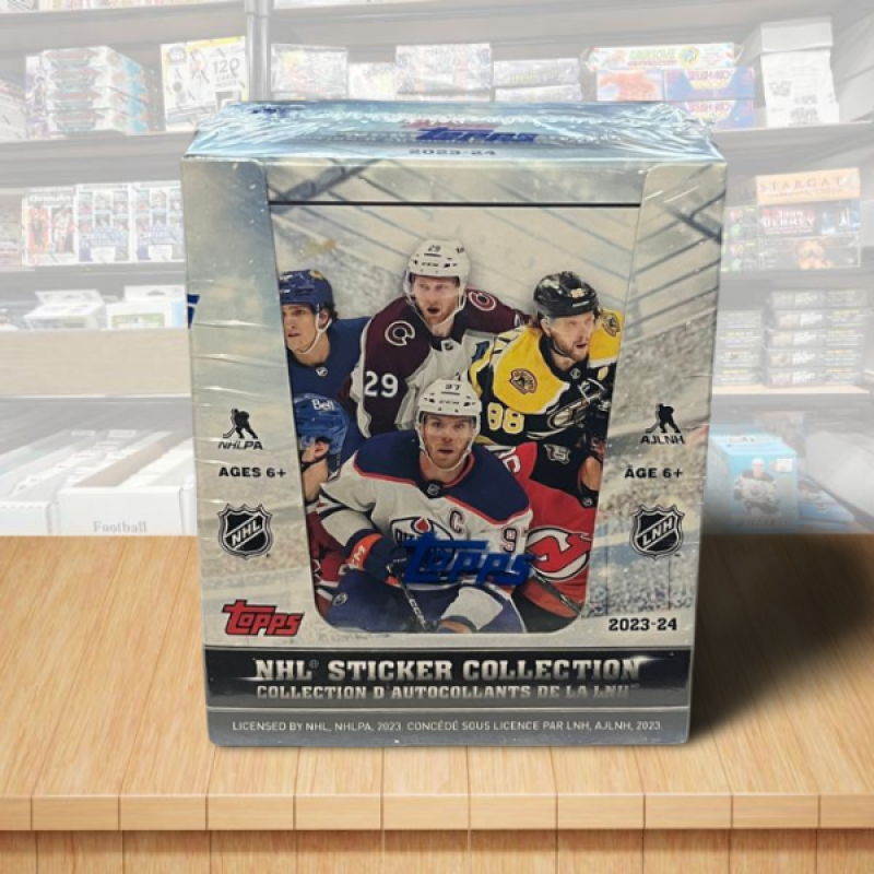 2023-24 Topps Sticker Collection Factory Sealed Hockey Box - 50 Packs - 250 Stickers Image 1