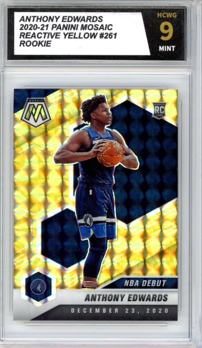 2020-21 Panini Mosaic Reactive Yellow #261 Anthony Edwards Rookie HCWG 9 Image 1
