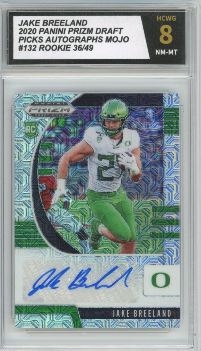 2020 Panini Prizm Draft Picks Autograph #132 Mojo Jake Breeland 36/49 RC HCWG 8 Image 1