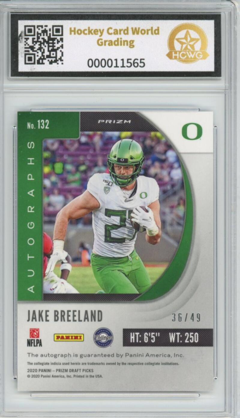 2020 Panini Prizm Draft Picks Autograph #132 Mojo Jake Breeland 36/49 RC HCWG 8 Image 2