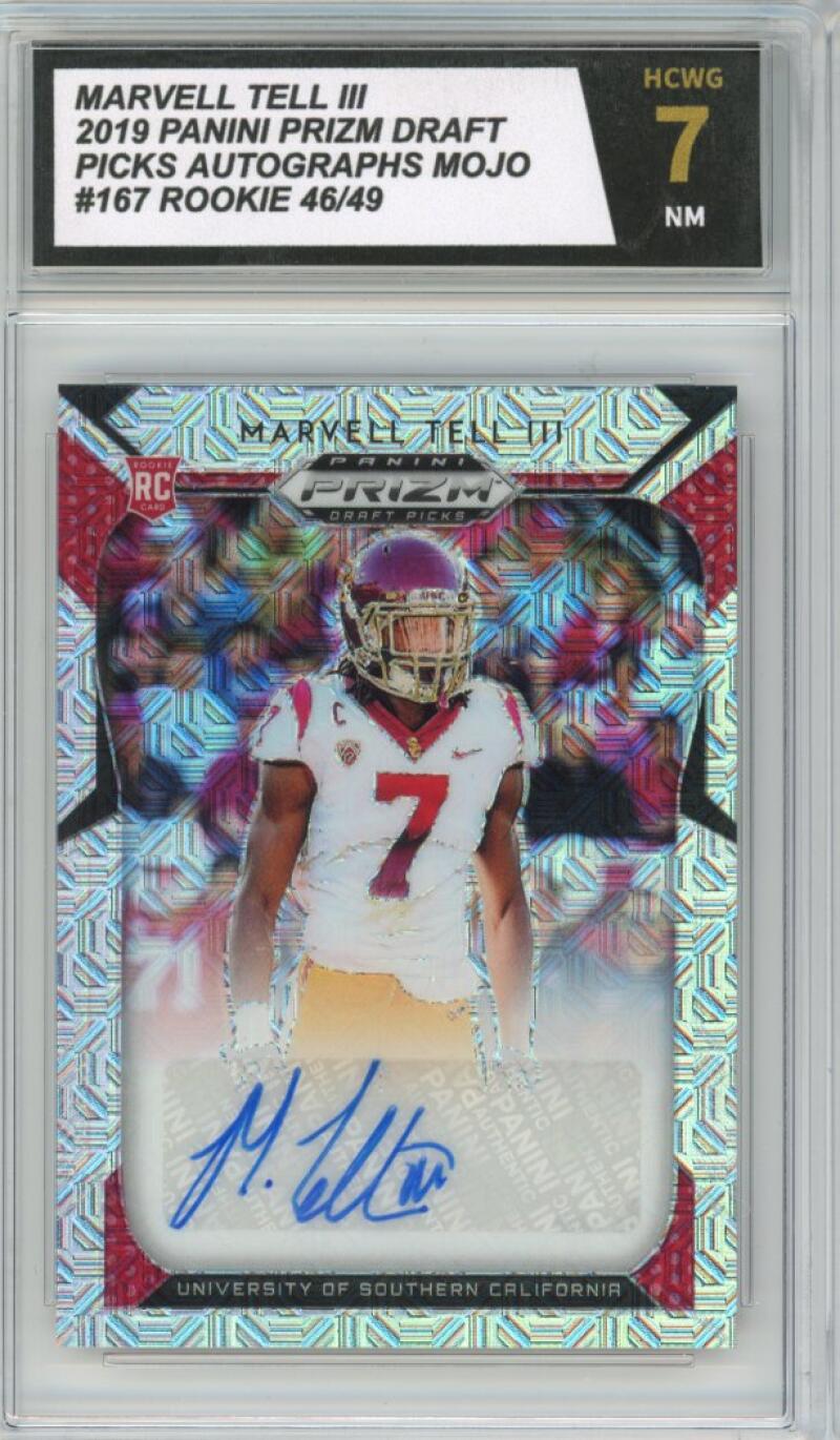 2020 Panini Prizm Draft Picks Autograph Mojo #167 Marvell Tell III 46/49 RC HCWG 7 Image 1
