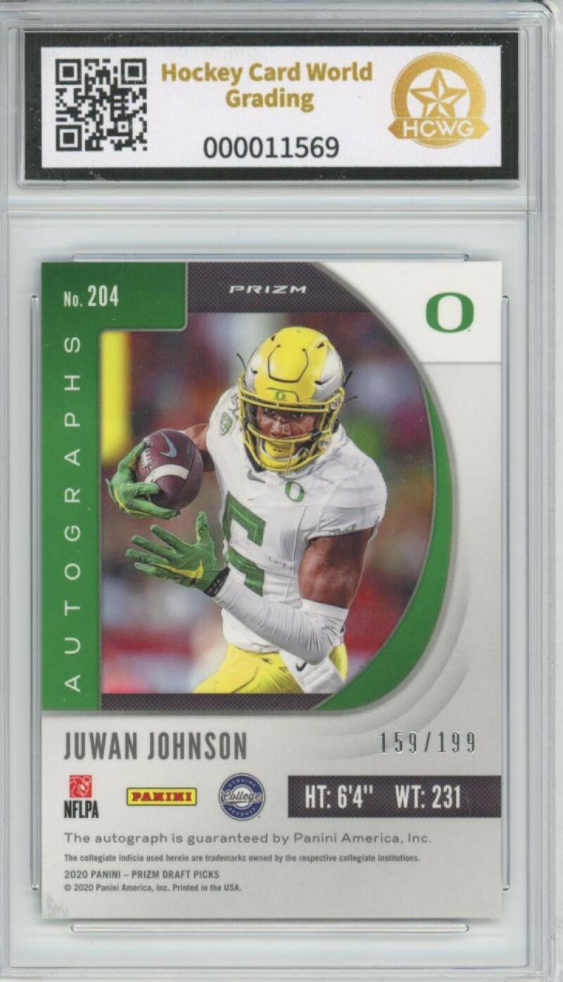 2020 Prizm Draft Picks Autograph Purple Green #204 Juwan Johnson /199 RC HCWG 9 Image 2