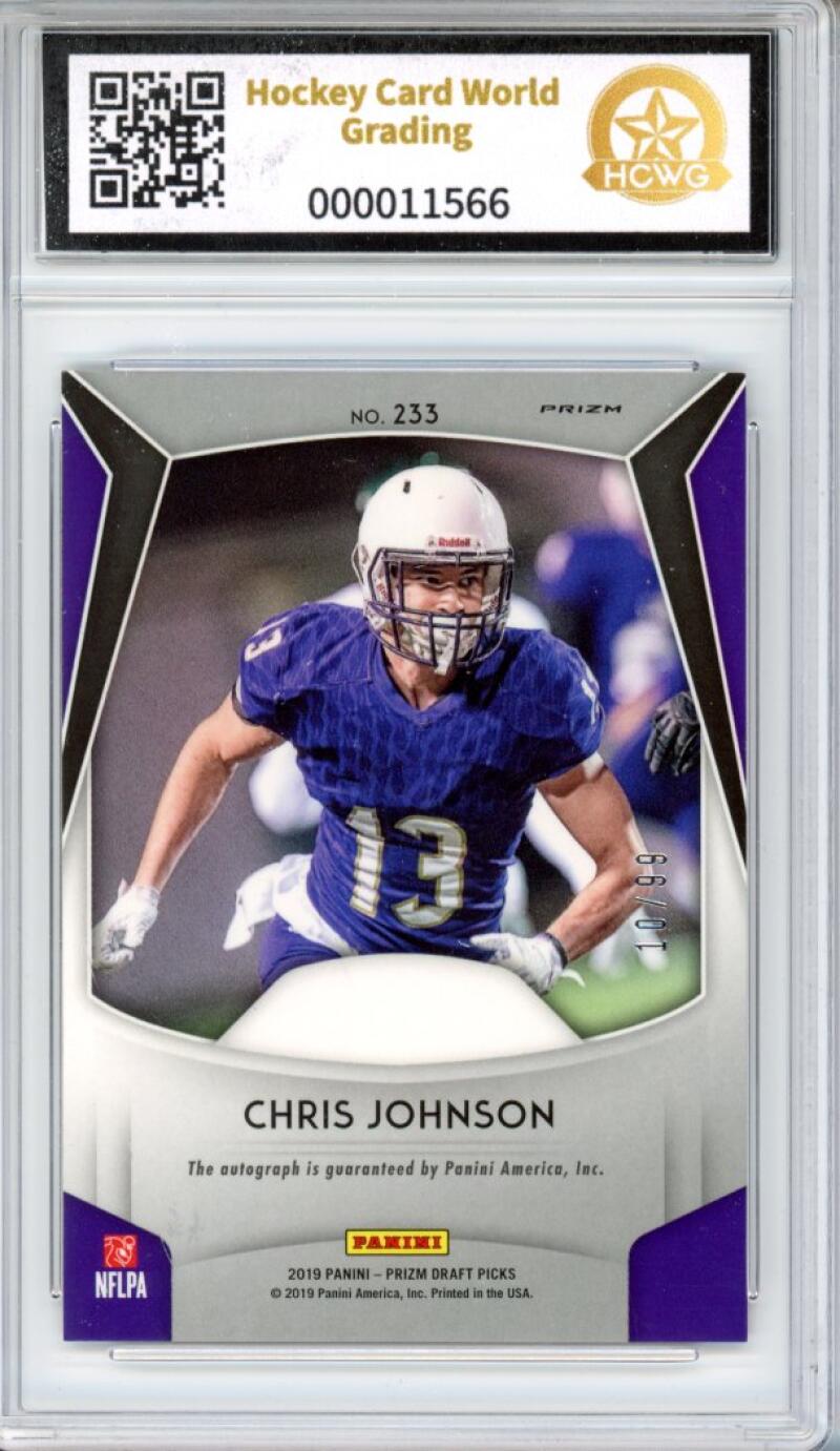 2019 Prizm Draft Picks Autograph Red White Blue #233 Chris Johnson /99 RC HCWG 7 Image 2