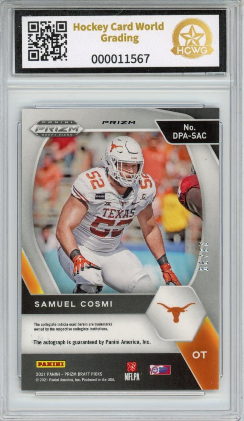 2021 Panini Prizm Draft Picks Autograph Purple Ice Samuel Cosmo 23/99 RC HCWG 8 Image 2