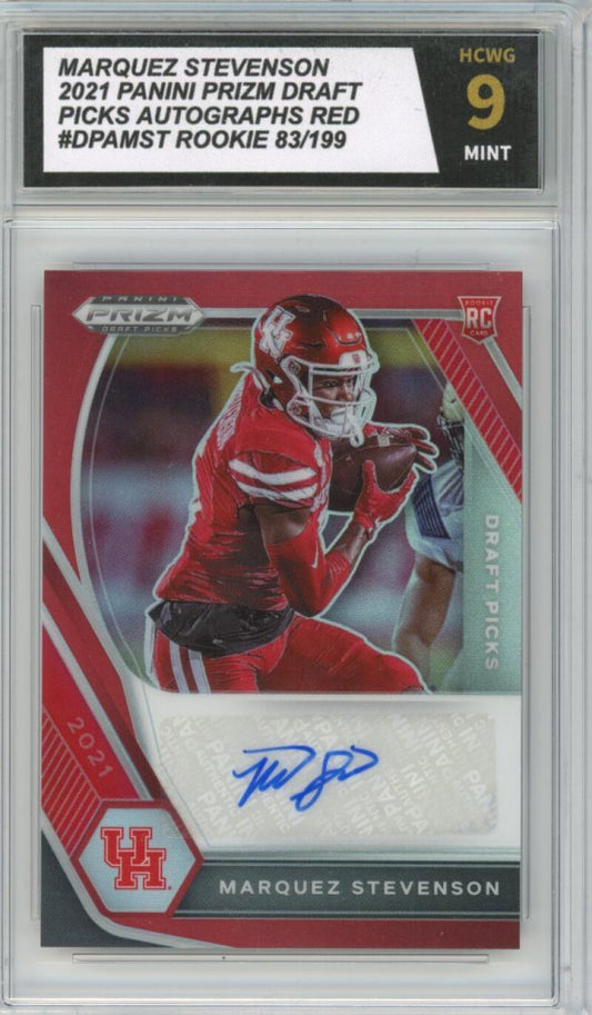 2021 Panini Prizm Draft Picks Autograph Red Marquez Stevenson 83/199 RC HCWG 9 Image 1