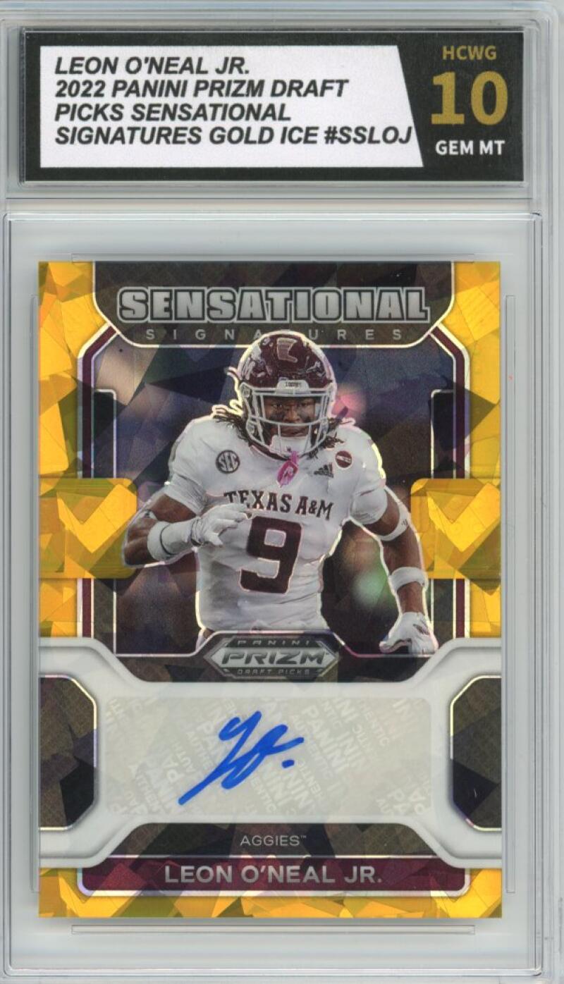 2022 Panini Prizm Draft Picks Signatures Gold Ice Leon O'Neal Jr. HCWG 10 Image 1