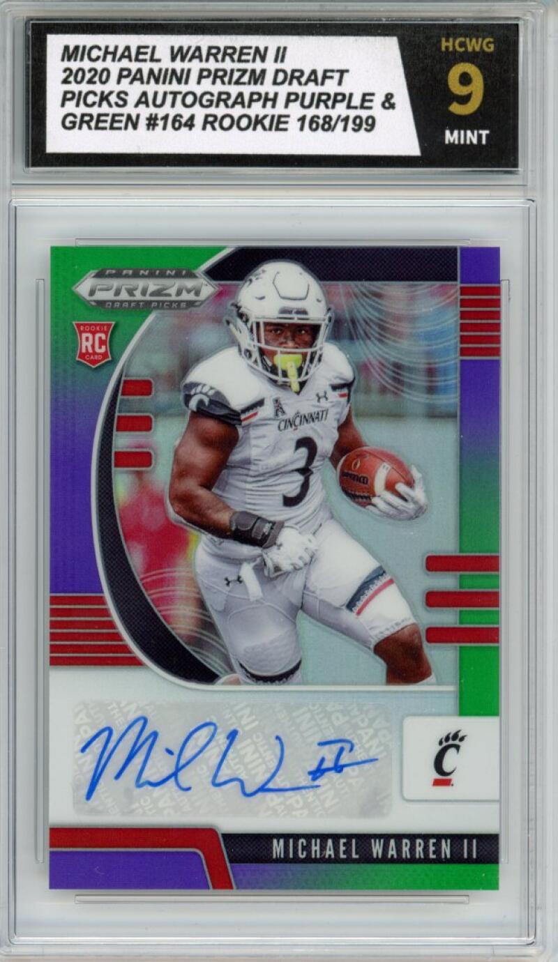 2020 Prizm Draft Picks Autograph Purple Green Michael Warren II 168/199 RC HCWG 9 Image 1