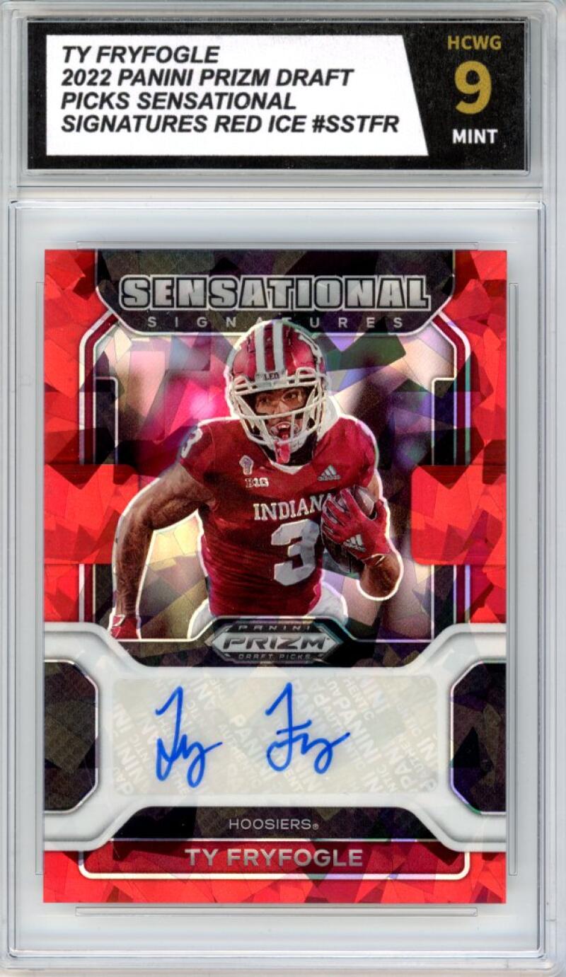 2022 Panini Prizm Draft Picks Sensational Signatures Red Ice Ty Fryfogle HCWG 9 Image 1