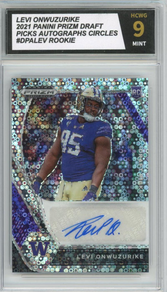 2021 Panini Prizm Draft Picks Autographs Circles Levi Onwuzurike Rookie HCWG 9 Image 1
