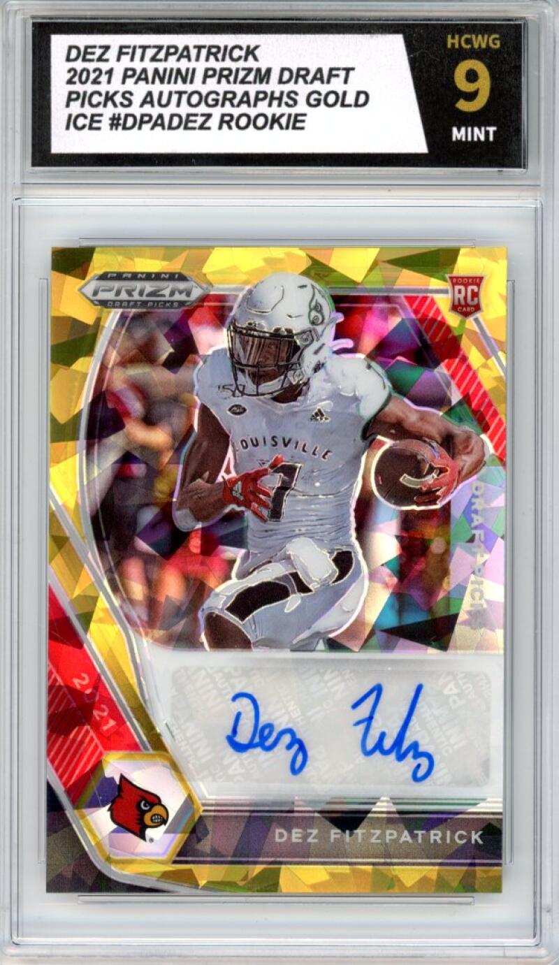 2021 Panini Prizm Draft Picks Autographs Gold Ice Dez Fitzpatrick Rookie HCWG 9 Image 1