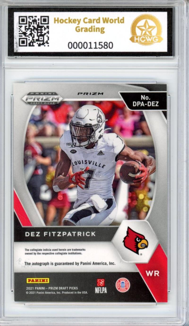 2021 Panini Prizm Draft Picks Autographs Gold Ice Dez Fitzpatrick Rookie HCWG 9 Image 2