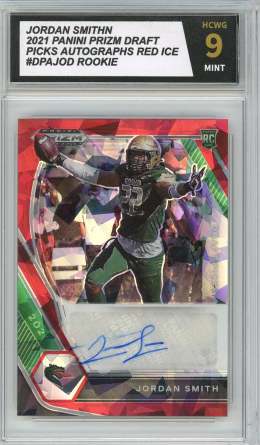 2021 Panini Prizm Draft Picks Autographs Red Ice Jordan Smith Rookie HCWG 9 Image 1