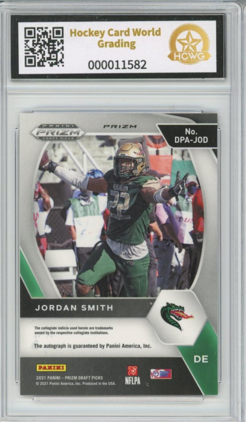 2021 Panini Prizm Draft Picks Autographs Red Ice Jordan Smith Rookie HCWG 9 Image 2