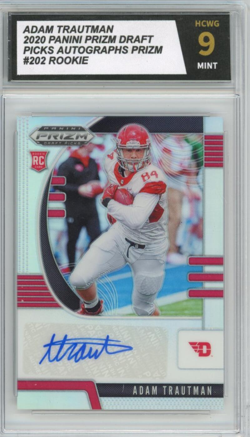 2020 Panini Prizm Draft Picks Autographs Prizm Adam Trautman Rookie HCWG 9 Image 1