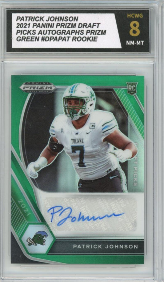 2021 Panini Prizm Draft Picks Autographs Prizm Green Patrick Johnson Rookie HCWG 8 Image 1