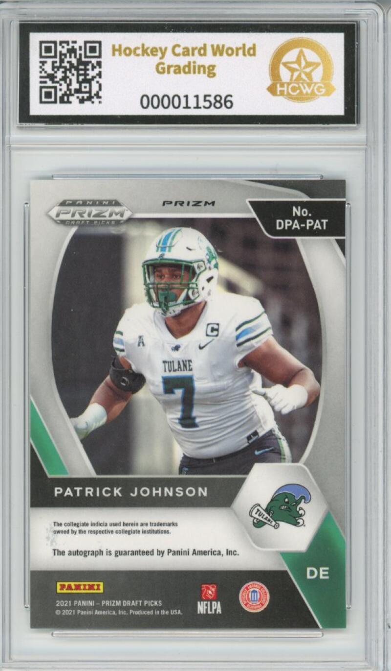2021 Panini Prizm Draft Picks Autographs Prizm Green Patrick Johnson Rookie HCWG 8 Image 2