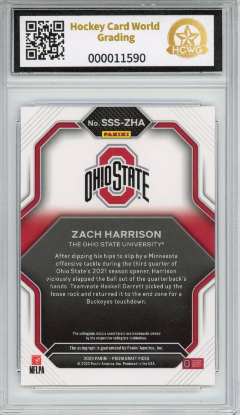 2023 Panini Prizm Draft Picks Saturday Star Signatures Zach Harrison HCWG 9 Image 2