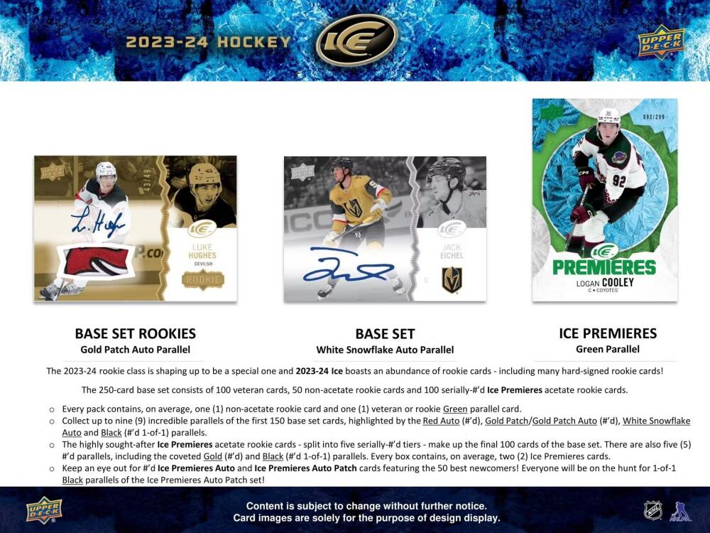 2023-24 Upper Deck Ice Hockey Hobby PACK - Look for Bedard Rookies! Image 2