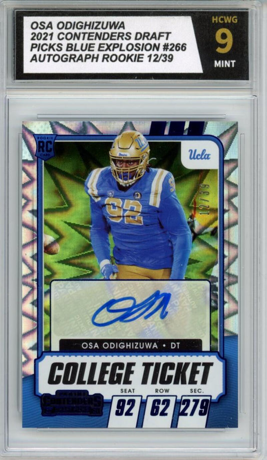 2021 Contenders Draft Picks Blue Explosion Osa Odighizuwa Auto RC 12/39 HCWG 9 Image 1