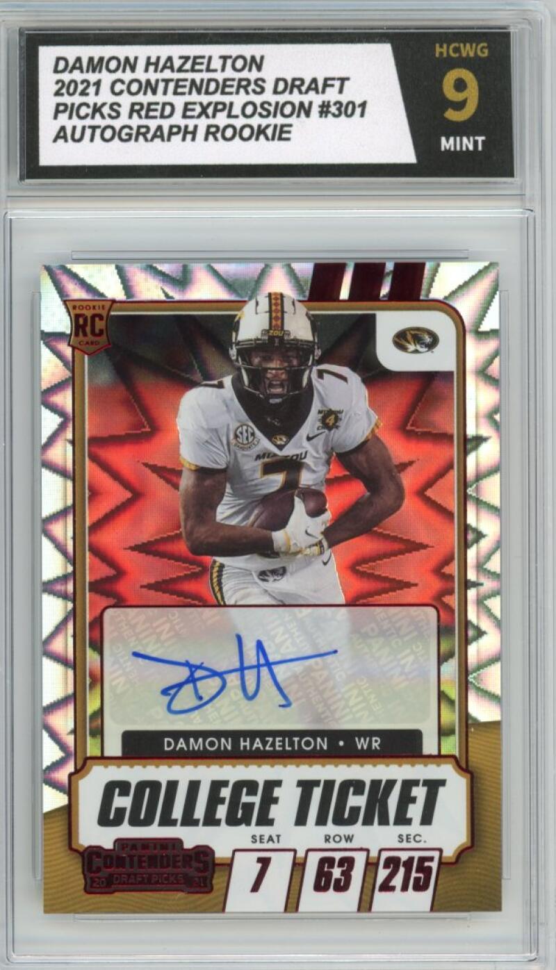 2021 Contenders Draft Picks Red Explosion Damon Hazelton Auto Rookie HCWG 9 Image 1